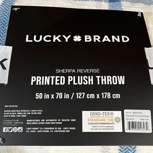 Lucky Brand Sherpa Plaid Cozy Plush Blanket Microfiber Throw for Luxurious - Picture 7 of 7